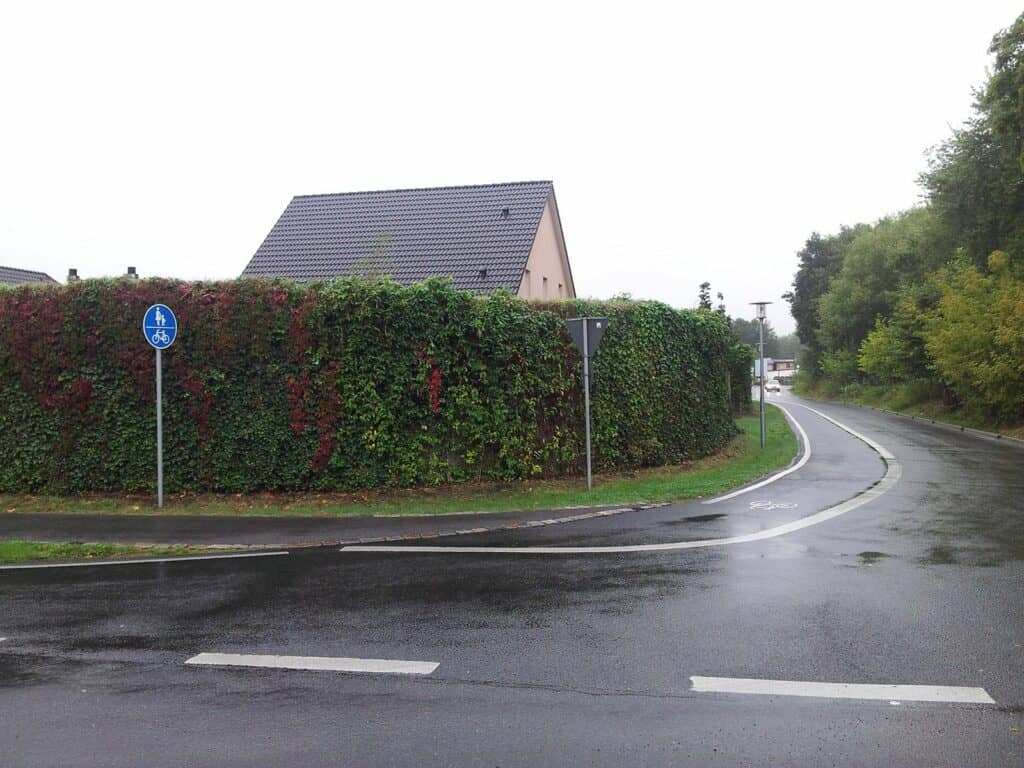 Green noise protection wall in residential area, Eppertshausen / Germany